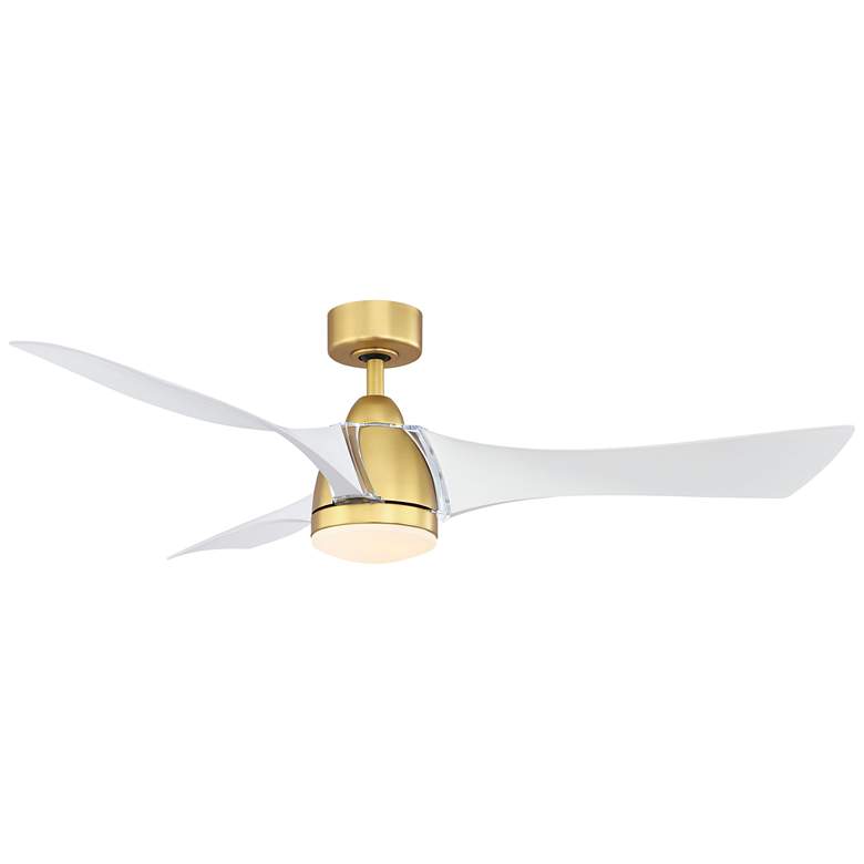 Image 1 56 inch Fanimation Klear Brass and White Outdoor CCT LED Smart Ceiling Fan