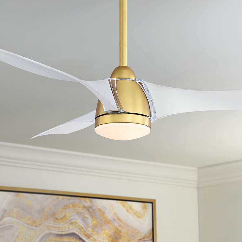 Image 1 56" Fanimation Klear Brass and White Outdoor CCT LED Smart Ceiling Fan