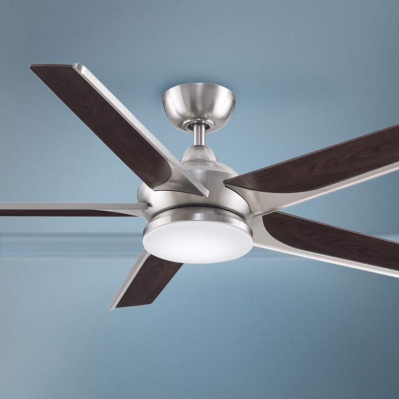 Image 1 56" Fanimation Subtle Brushed Nickel LED Damp Ceiling Fan