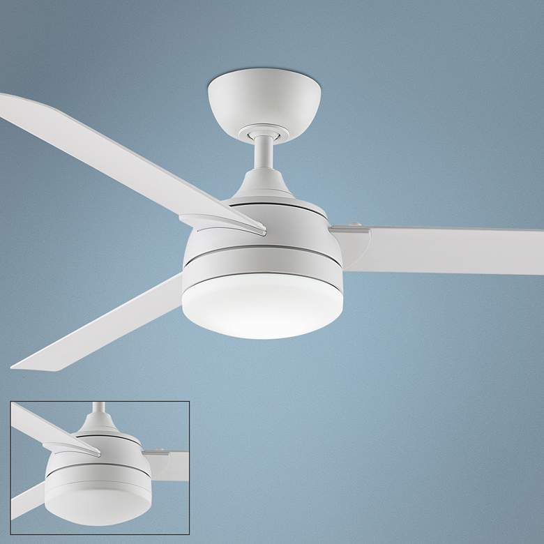 Image 1 56" Fanimation Xeno Matte White Wet Rated LED Ceiling Fan with Remote