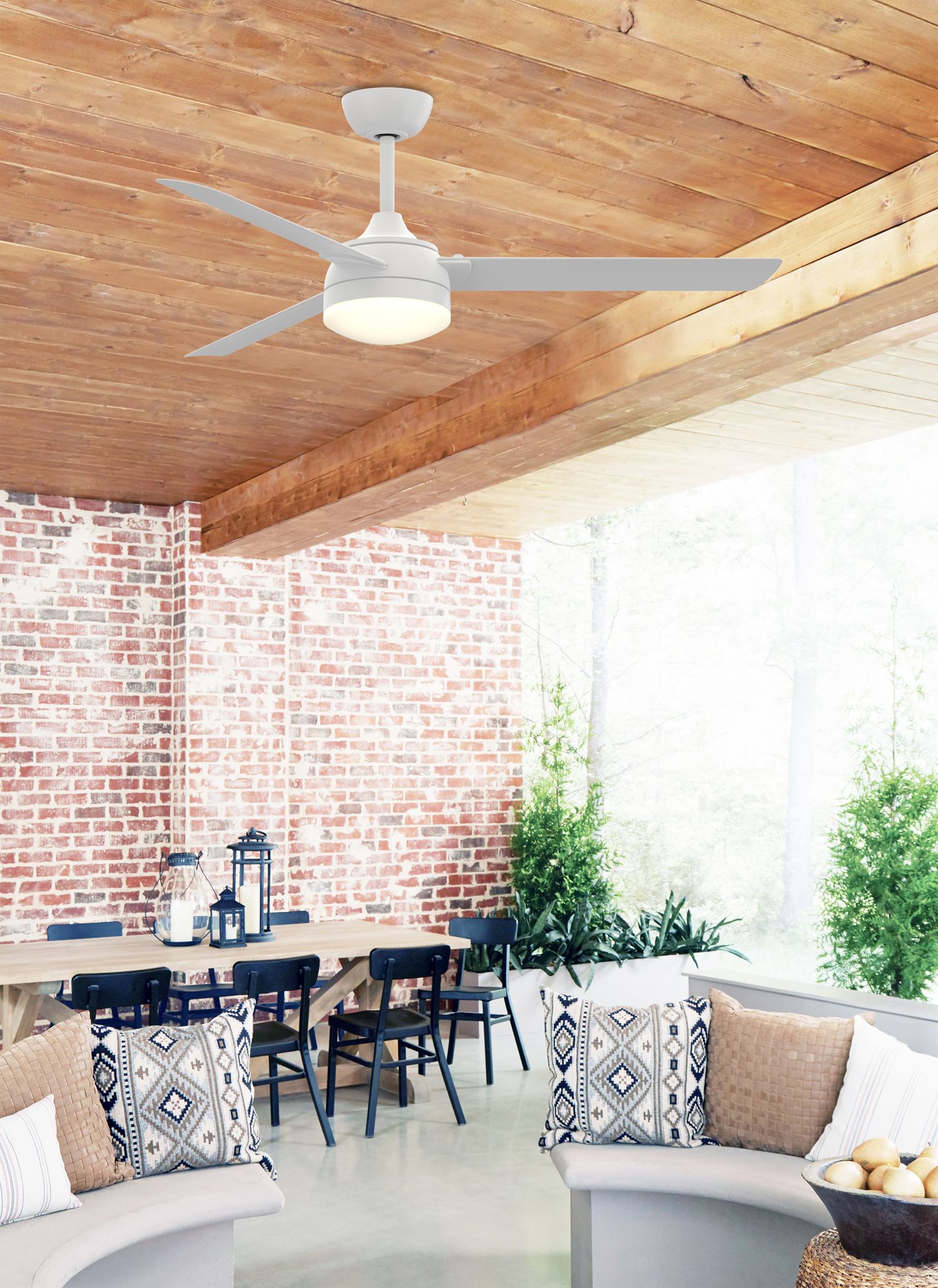 56" Fanimation Xeno Matte White Wet Rated LED Ceiling Fan with Remote