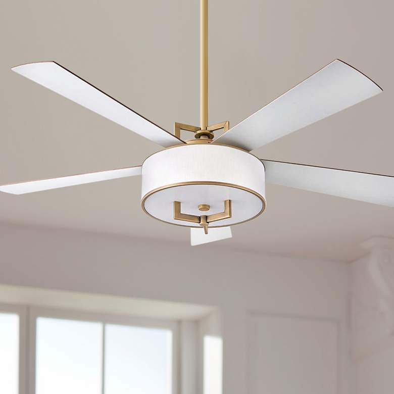 Image 1 56" Hampton Heritage Brass LED Smart Ceiling Fan with Remote