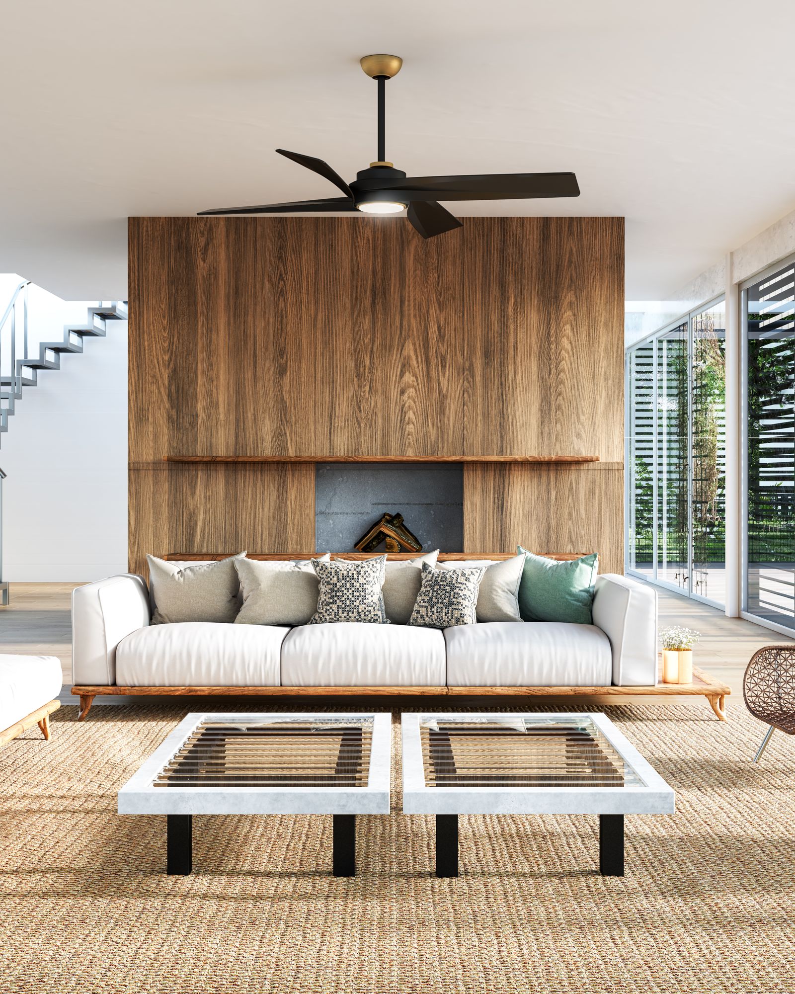 Image 3 56" Horizon Black and Brushed Gold LED Ceiling Fan more views