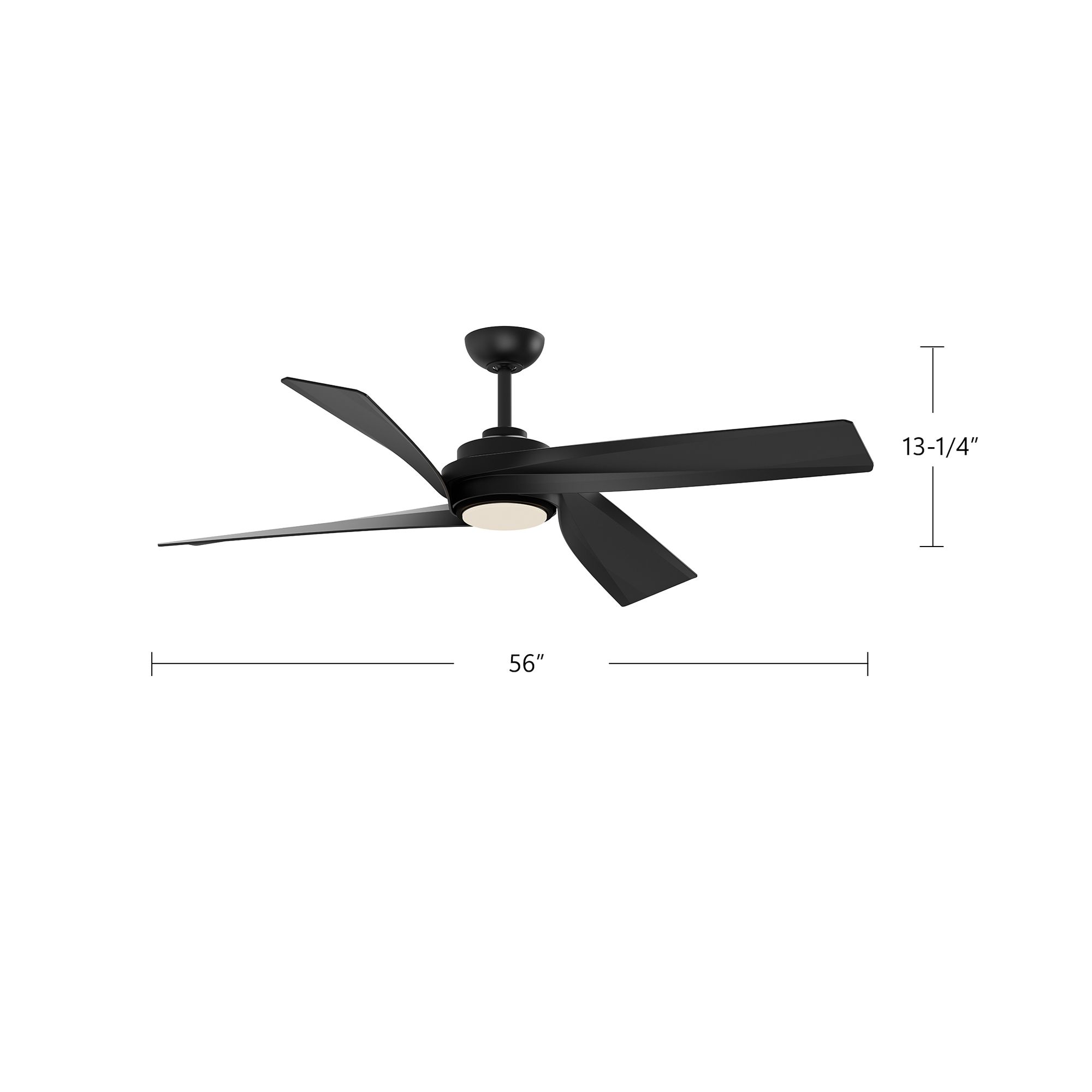 56" Horizon Black and Brushed Gold LED Ceiling Fan