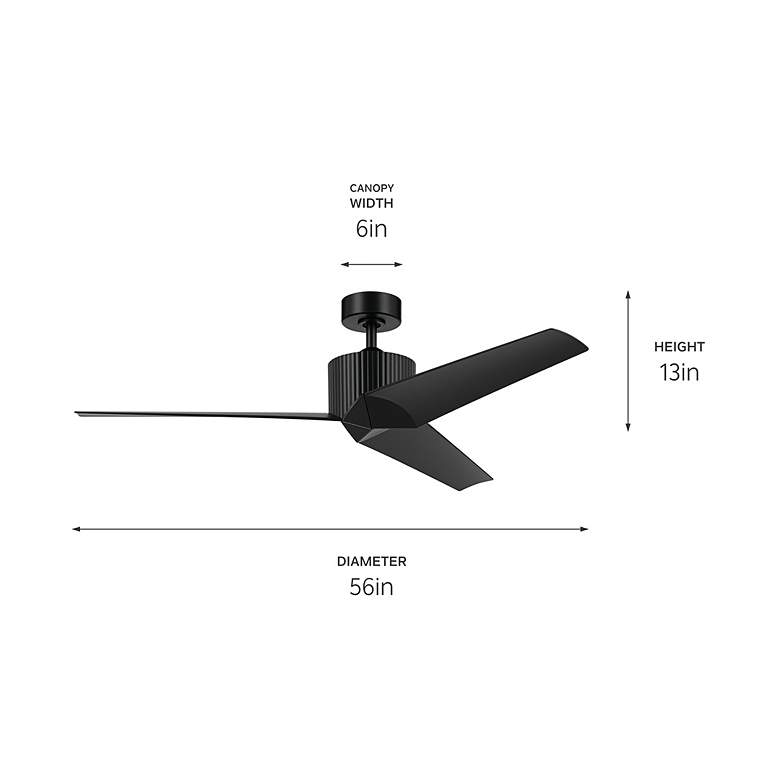 Image 6 56" Kichler Almere Satin Black Indoor Ceiling Fan with Wall Control more views