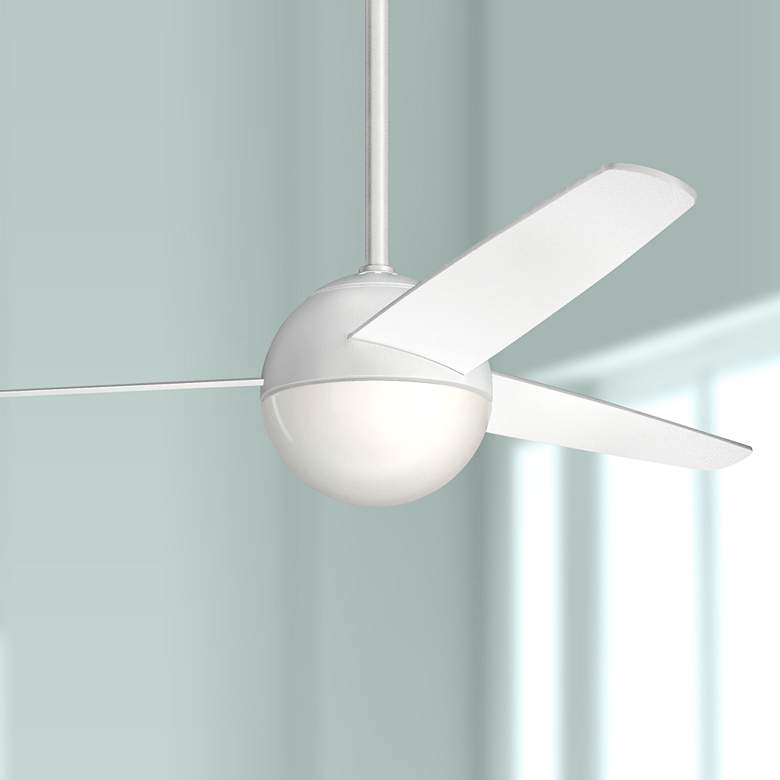 Image 1 56 inch Kichler Bisc Matte White Modern LED Ceiling Fan with Wall Control