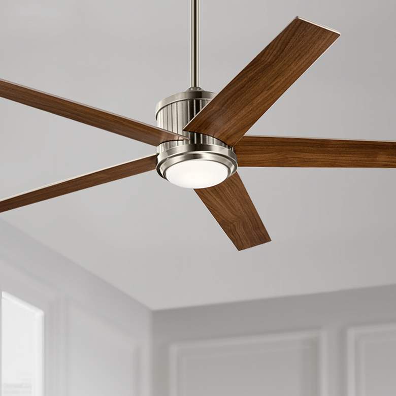 Image 2 56 inch Kichler Brahm Brushed Stainless Steel LED Ceiling Fan with Remote