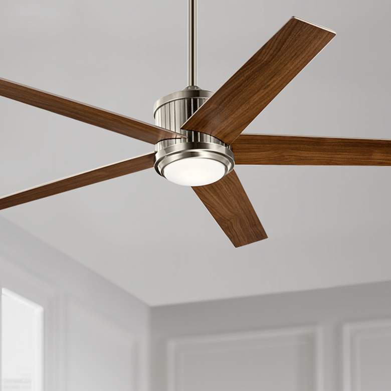 Image 2 56" Kichler Brahm Brushed Stainless Steel LED Ceiling Fan with Remote