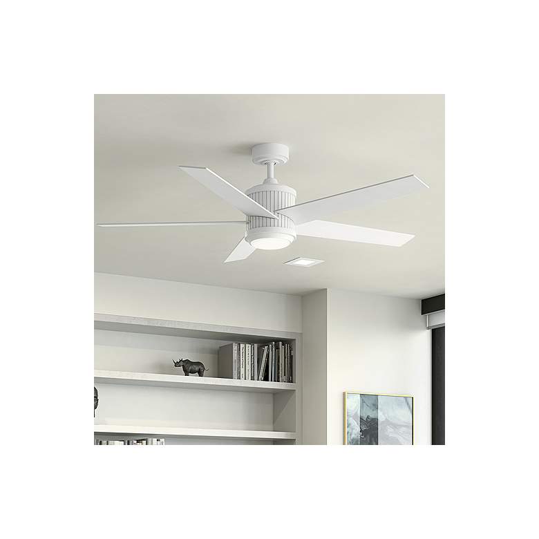 Image 2 56 inch Kichler Brahm Matte White LED Modern Ceiling Fan with Remote