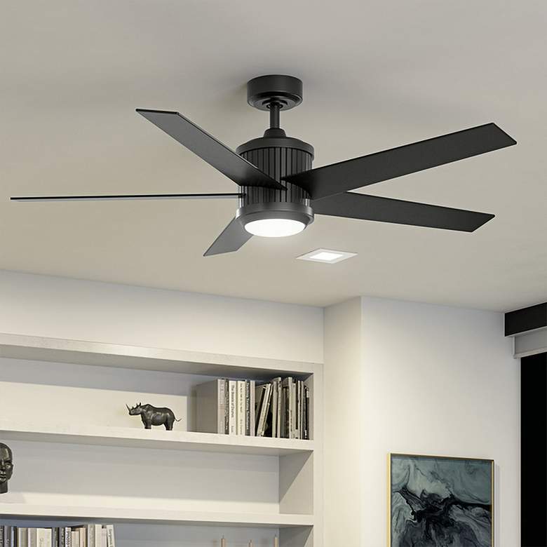 Image 2 56 inch Kichler Brahm Satin Black LED Ceiling Fan with Remote