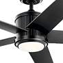 56" Kichler Brahm Satin Black LED Ceiling Fan with Remote in scene