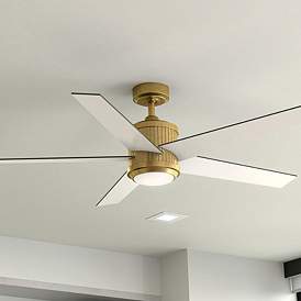 Image2 of 56" Kichler Brahm White and Natural Brass LED Ceiling Fan with Remote
