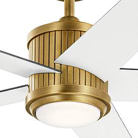 Image4 of 56" Kichler Brahm White and Natural Brass LED Ceiling Fan with Remote more views