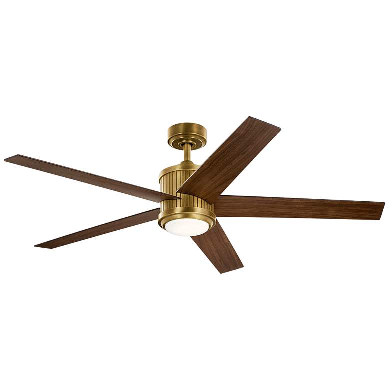 Image 6 56" Kichler Brahm White and Natural Brass LED Ceiling Fan with Remote more views