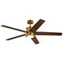 56" Kichler Brahm White and Natural Brass LED Ceiling Fan with Remote in scene