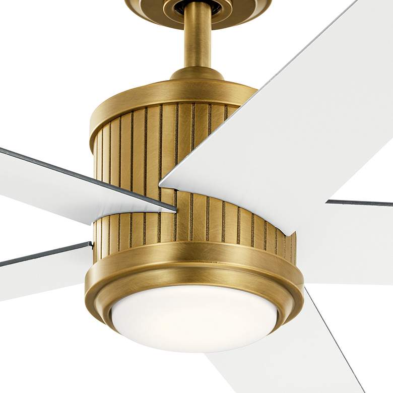 Image 7 56" Kichler Brahm White and Natural Brass LED Ceiling Fan with Remote more views
