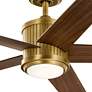 56" Kichler Brahm White and Natural Brass LED Ceiling Fan with Remote in scene