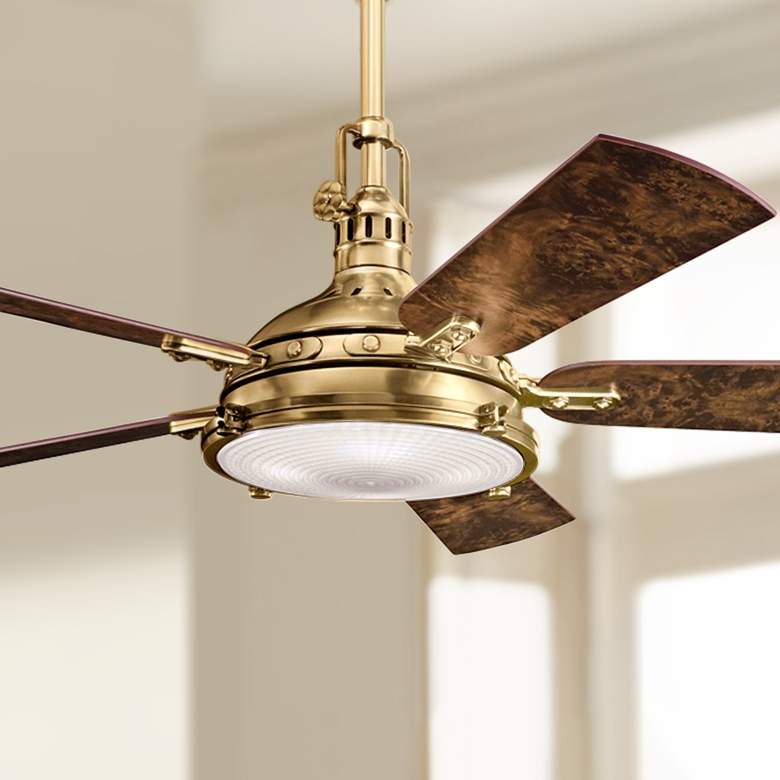 Image 1 56" Kichler Hatteras Bay Burnished Antique Brass Ceiling Fan