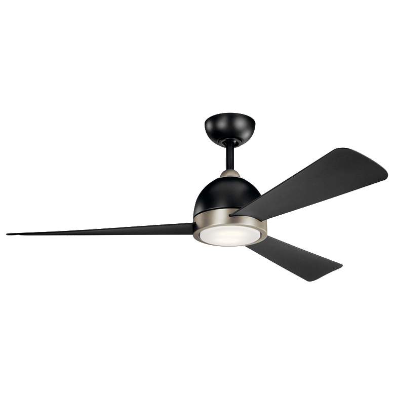 Image 1 56 inch Kichler Incus Satin Black LED Ceiling Fan with Wall Control