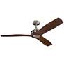 56" Kichler Ried Brushed Nickel Walnut Ceiling Fan with Wall Control