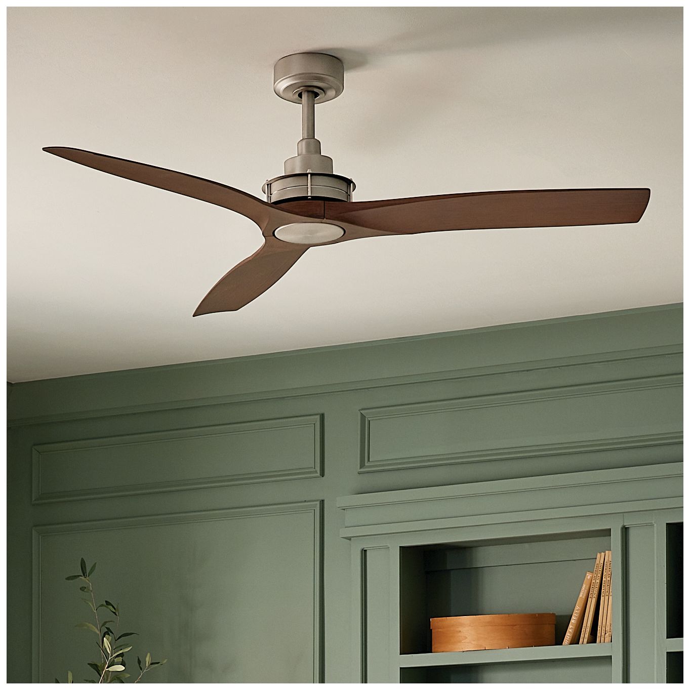 Image 4 56" Kichler Ried Brushed Nickel Walnut Ceiling Fan with Wall Control more views