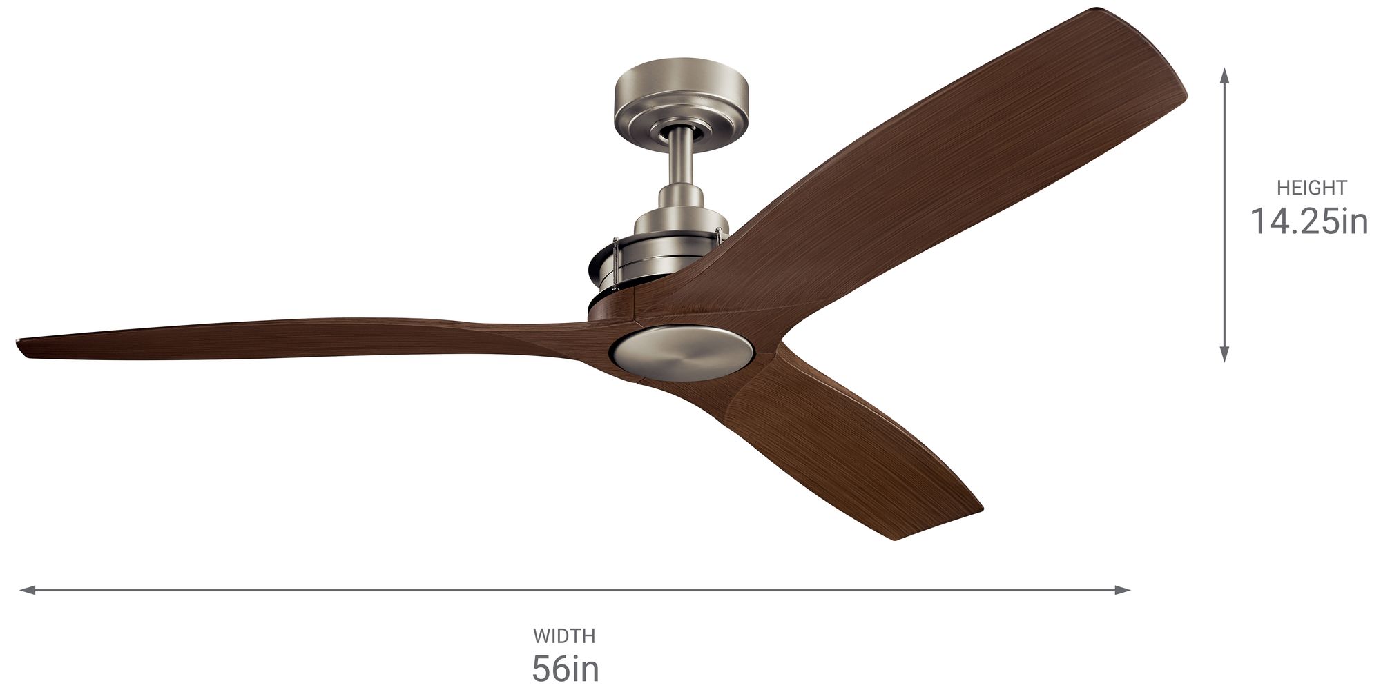 Image 7 56" Kichler Ried Brushed Nickel Walnut Ceiling Fan with Wall Control more views