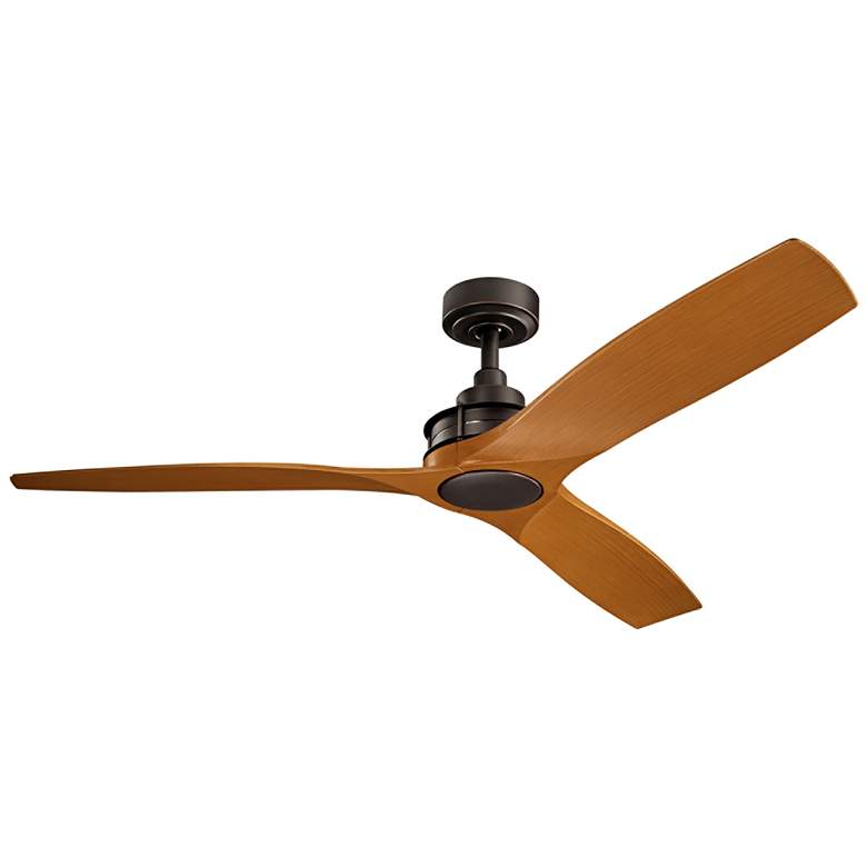 Image 2 56 inch Kichler Ried Cherry Olde Bronze Damp Rated Fan with Wall Control