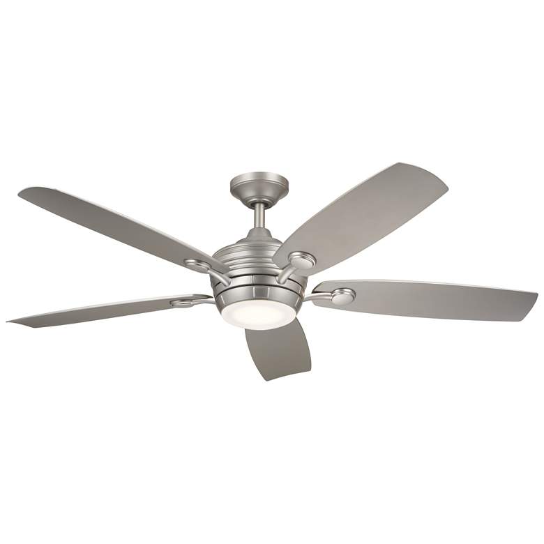 Image 1 56" Kichler Tranquil Brushed Nickel LED Damp Ceiling Fan with Remote