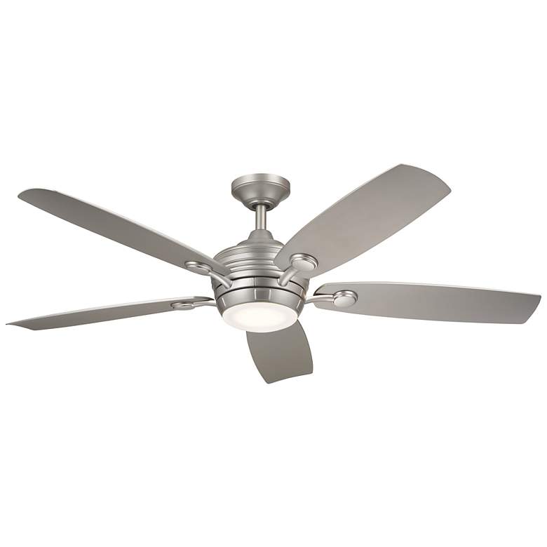 Image 1 56 inch Kichler Tranquil Brushed Nickel LED Damp Ceiling Fan with Remote