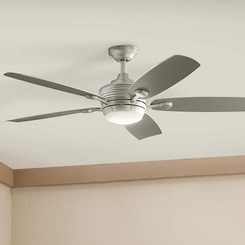 Image 2 56" Kichler Tranquil Brushed Nickel LED Damp Ceiling Fan with Remote