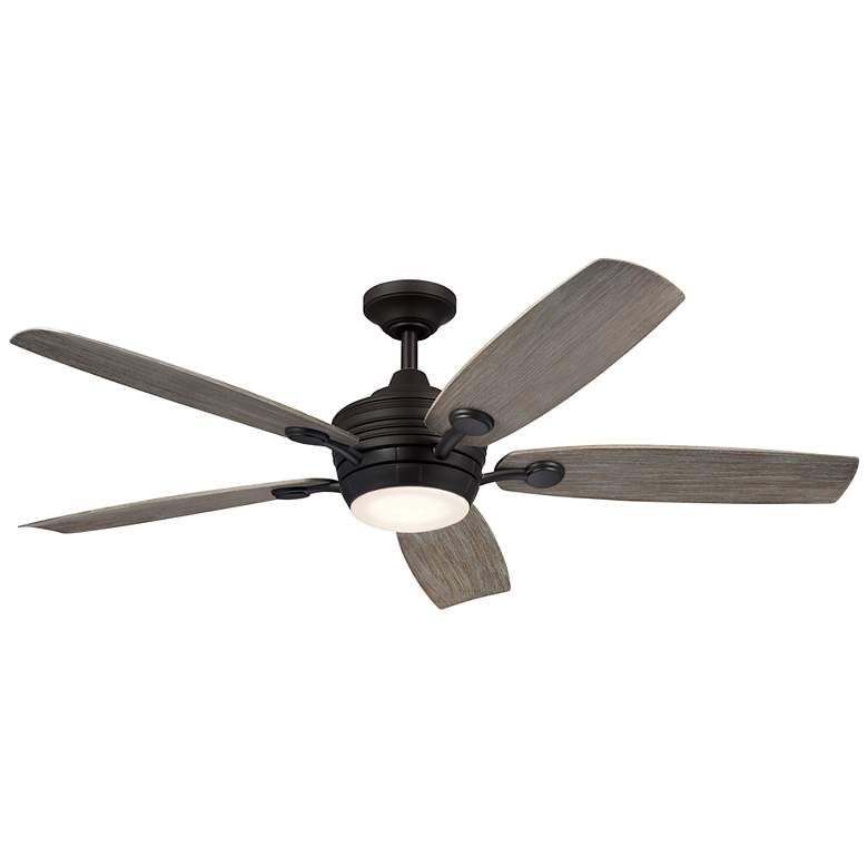 Image 3 56" Kichler Tranquil Olde Bronze LED Damp Ceiling Fan with Remote
