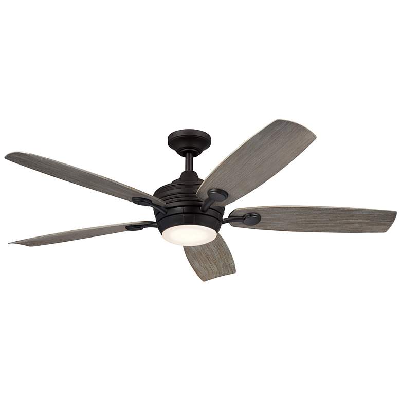 Image 3 56 inch Kichler Tranquil Olde Bronze LED Damp Ceiling Fan with Remote