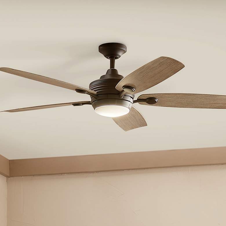 Image 2 56" Kichler Tranquil Olde Bronze LED Damp Ceiling Fan with Remote