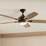 56" Kichler Tranquil Olde Bronze LED Damp Ceiling Fan with Remote in scene
