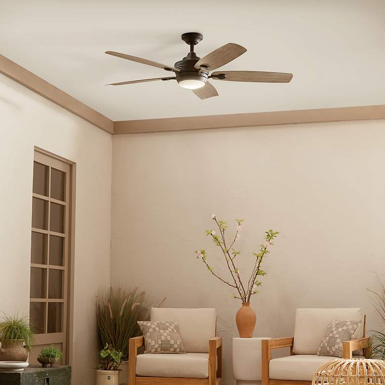 Image 6 56 inch Kichler Tranquil Olde Bronze LED Damp Ceiling Fan with Remote more views