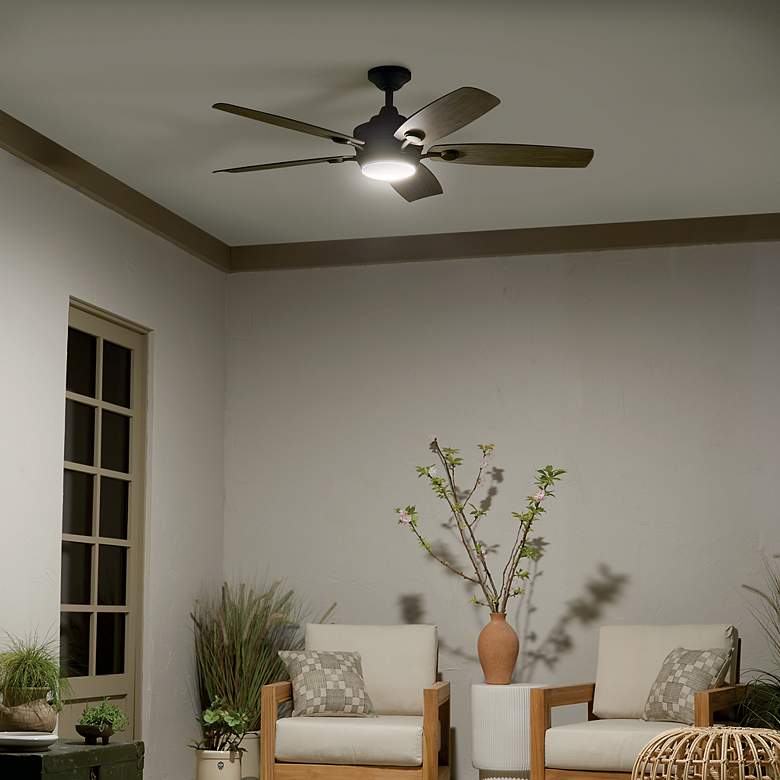 Image 7 56" Kichler Tranquil Olde Bronze LED Damp Ceiling Fan with Remote more views