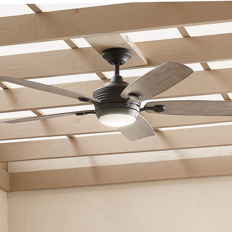 Image 1 56" Kichler Tranquil Weather+ Olde Bronze LED Remote Ceiling Fan