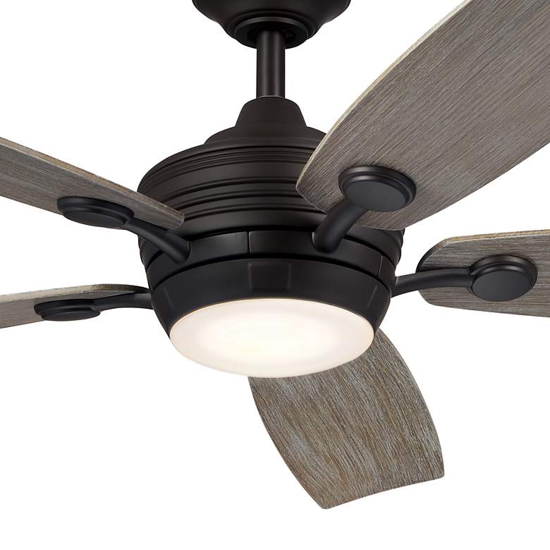 56" Kichler Tranquil Weather+ Olde Bronze LED Remote Ceiling Fan