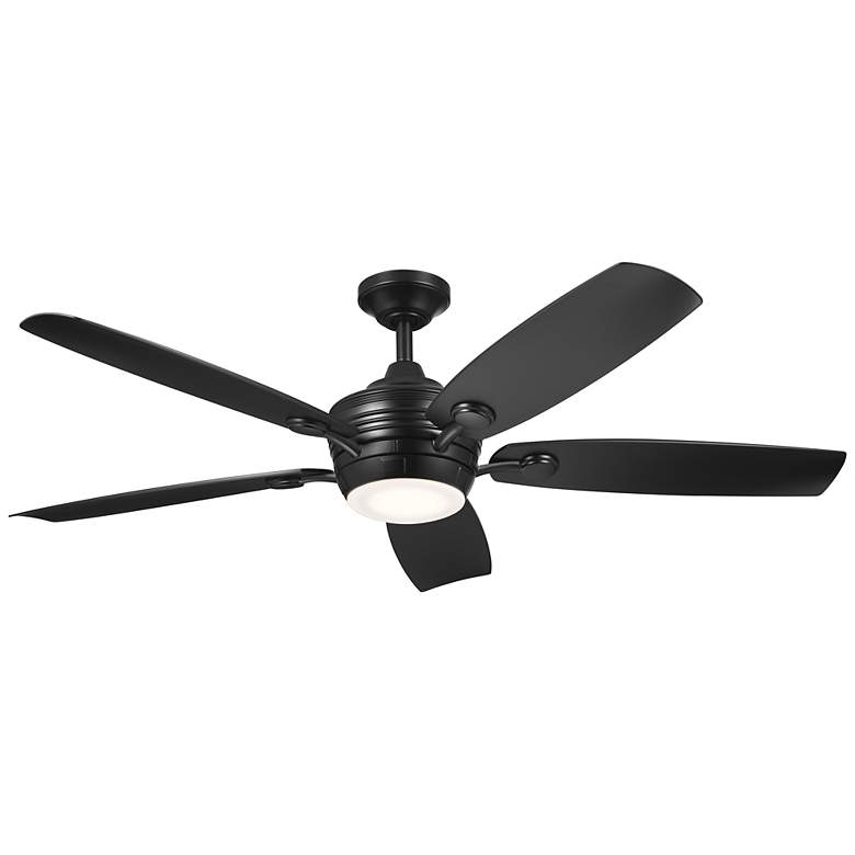 Image 3 56" Kichler Tranquil Weather+ Satin Black LED Wet Remote Ceiling Fan