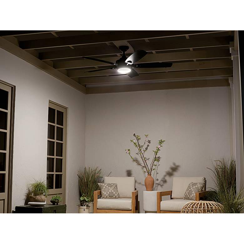 Image 6 56 inch Kichler Tranquil Weather+ Satin Black LED Wet Remote Ceiling Fan more views