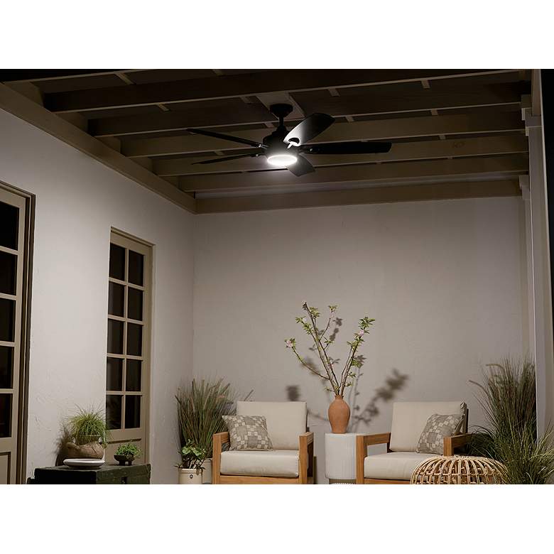 Image 7 56" Kichler Tranquil Weather+ Satin Black LED Wet Remote Ceiling Fan more views
