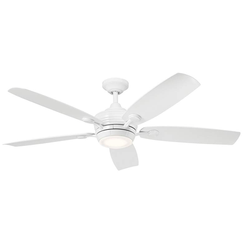 Image 1 56 inch Kichler Tranquil Weather+ White LED Wet Ceiling Fan with Remote