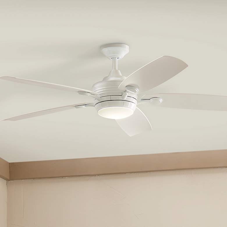 Image 2 56" Kichler Tranquil White LED Damp Ceiling Fan with Remote