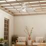56" Kichler Tranquil White LED Damp Ceiling Fan with Remote in scene