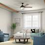 56" Kichler Verdi Anvil Iron LED Damp Rated Ceiling Fan with Remote in scene