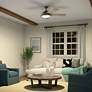 56" Kichler Verdi Anvil Iron LED Damp Rated Ceiling Fan with Remote in scene