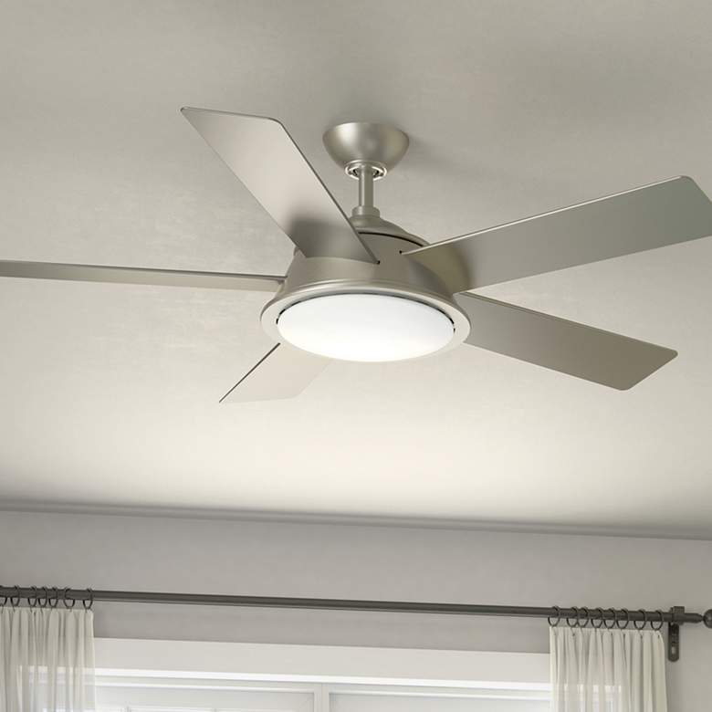 Image 2 56 inch Kichler Verdi Brushed Nickel Damp LED Ceiling Fan with Remote