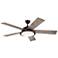 56" Kichler Verdi Olde Bronze Damp Rated LED Ceiling Fan with Remote