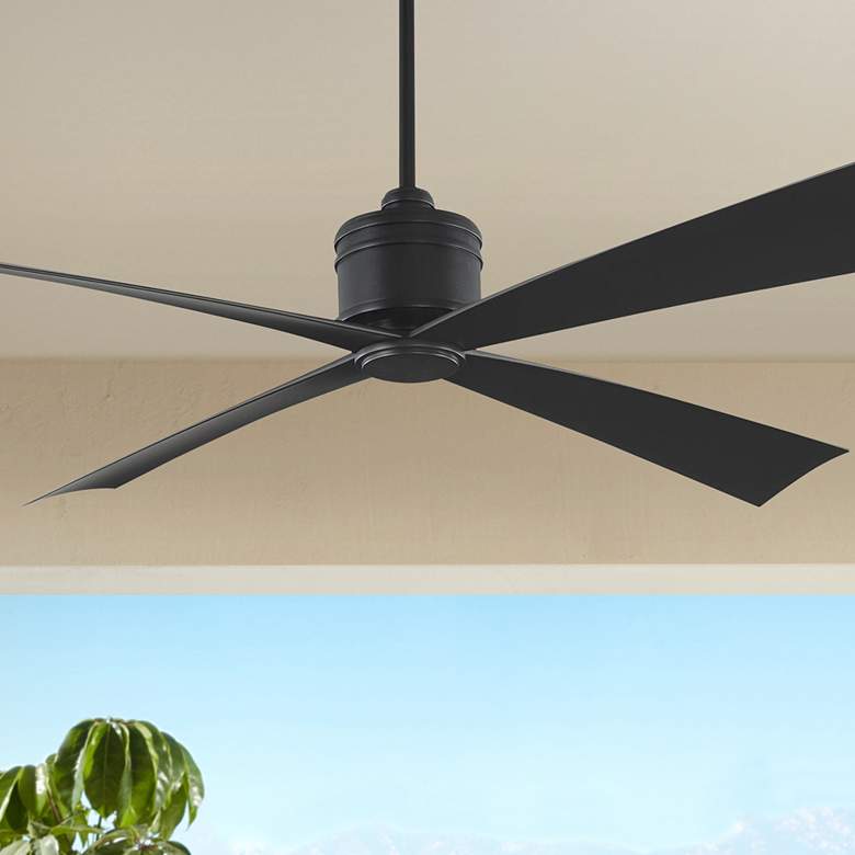 Image 1 56 inch Launceton Midnight Black Damp Rated Fan with Remote