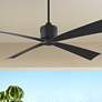 56" Launceton Midnight Black Damp Rated Fan with Remote